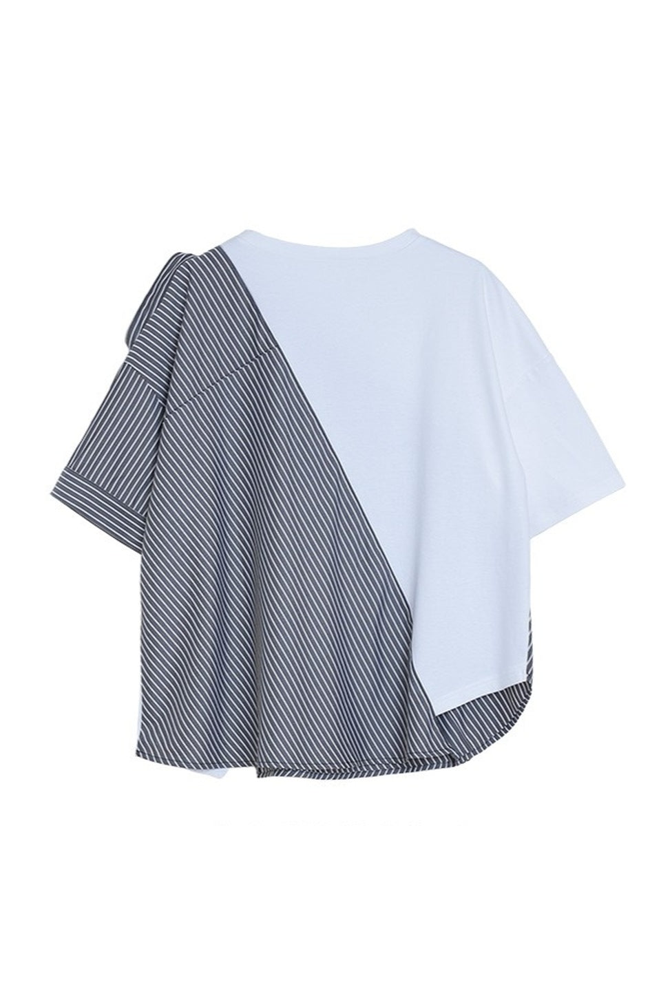 MICALLE MICALLE-Asymmetry Docking Stripe Shirt Tee-NOWALL