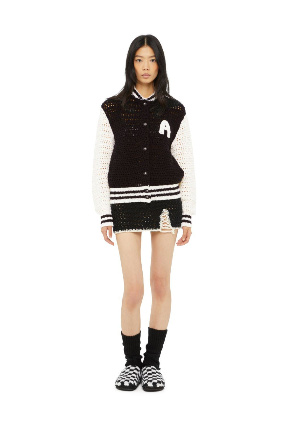 ALANUI-B & W Crochet Bomber Jacket-NOWALL