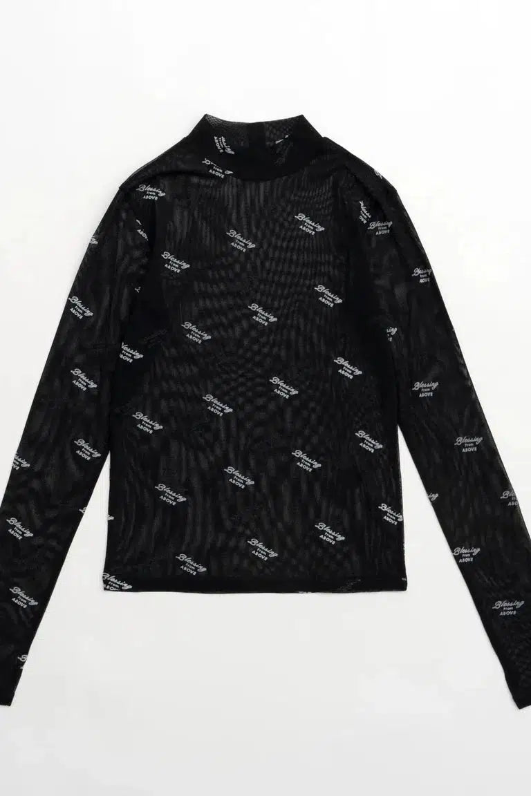 MAISON SPECIAL-BLESSING Flocky Print Turtleneck Tops-NOWALL