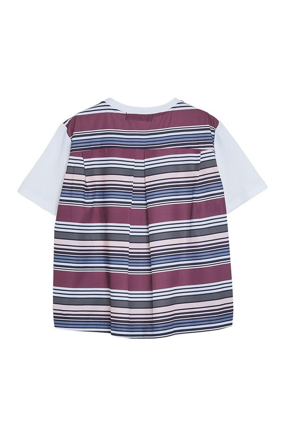 MICALLE MICALLE-Back Border Stripe Flare Tee-NOWALL