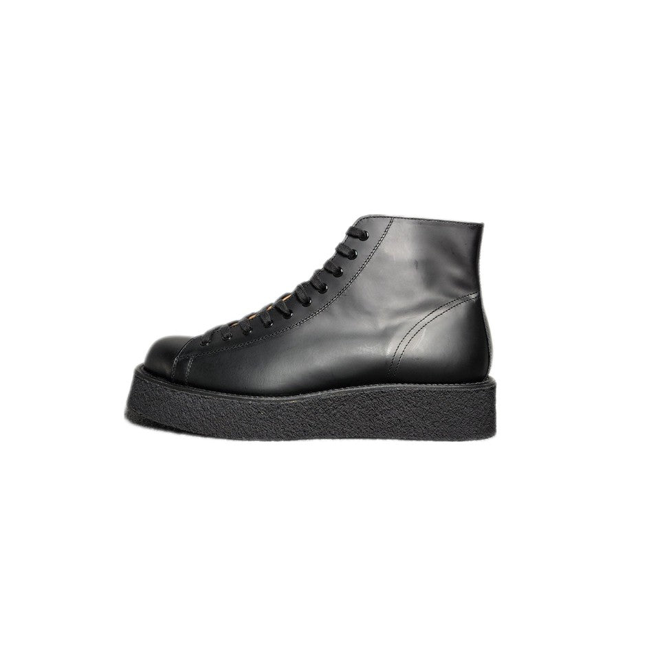 Yohji Yamamoto POUR HOMME-MATTE GLASS LEATHER ANKLE BOOTS-NOWALL