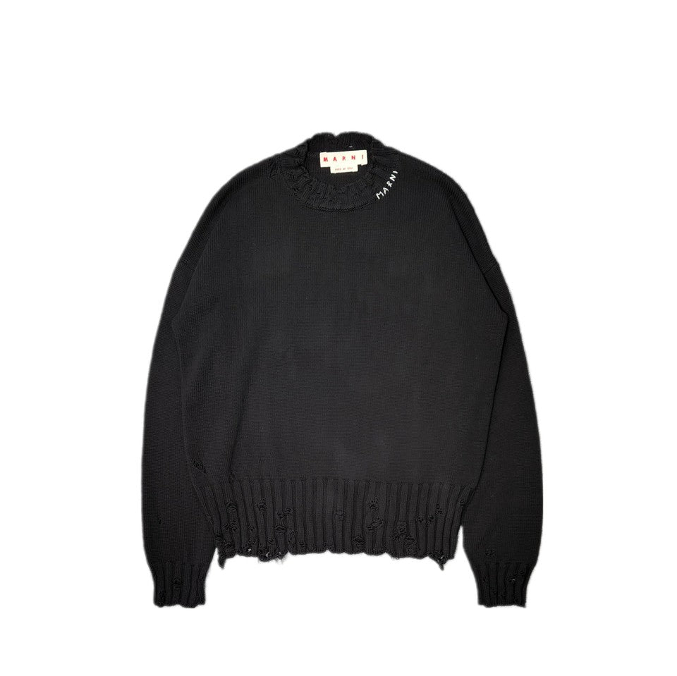 MARNI-COTTON CREW NECK KNIT SWEATER-NOWALL