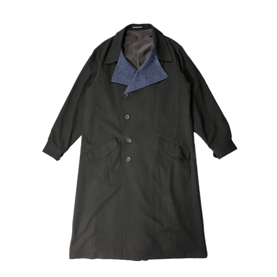 Yohji Yamamoto POUR HOMME-Flannel x Denim Coat-NOWALL