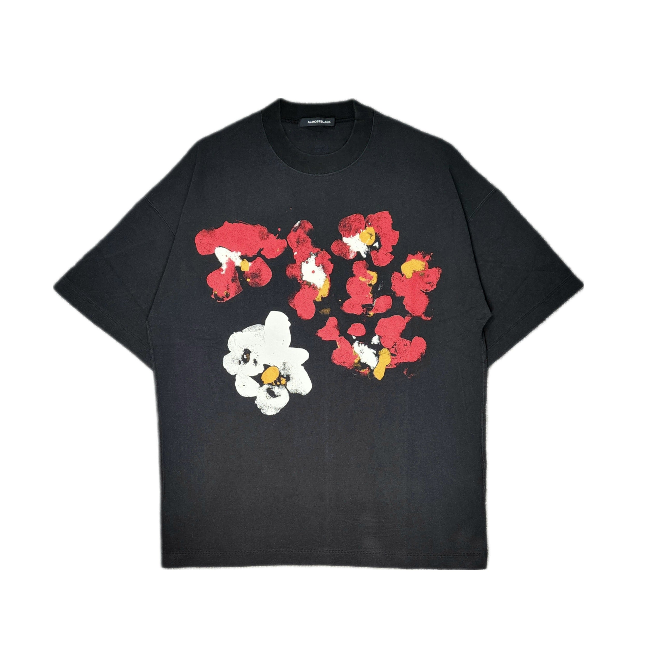 ALMOSTBLACK-CREW NECK FADE PRINT T-NOWALL