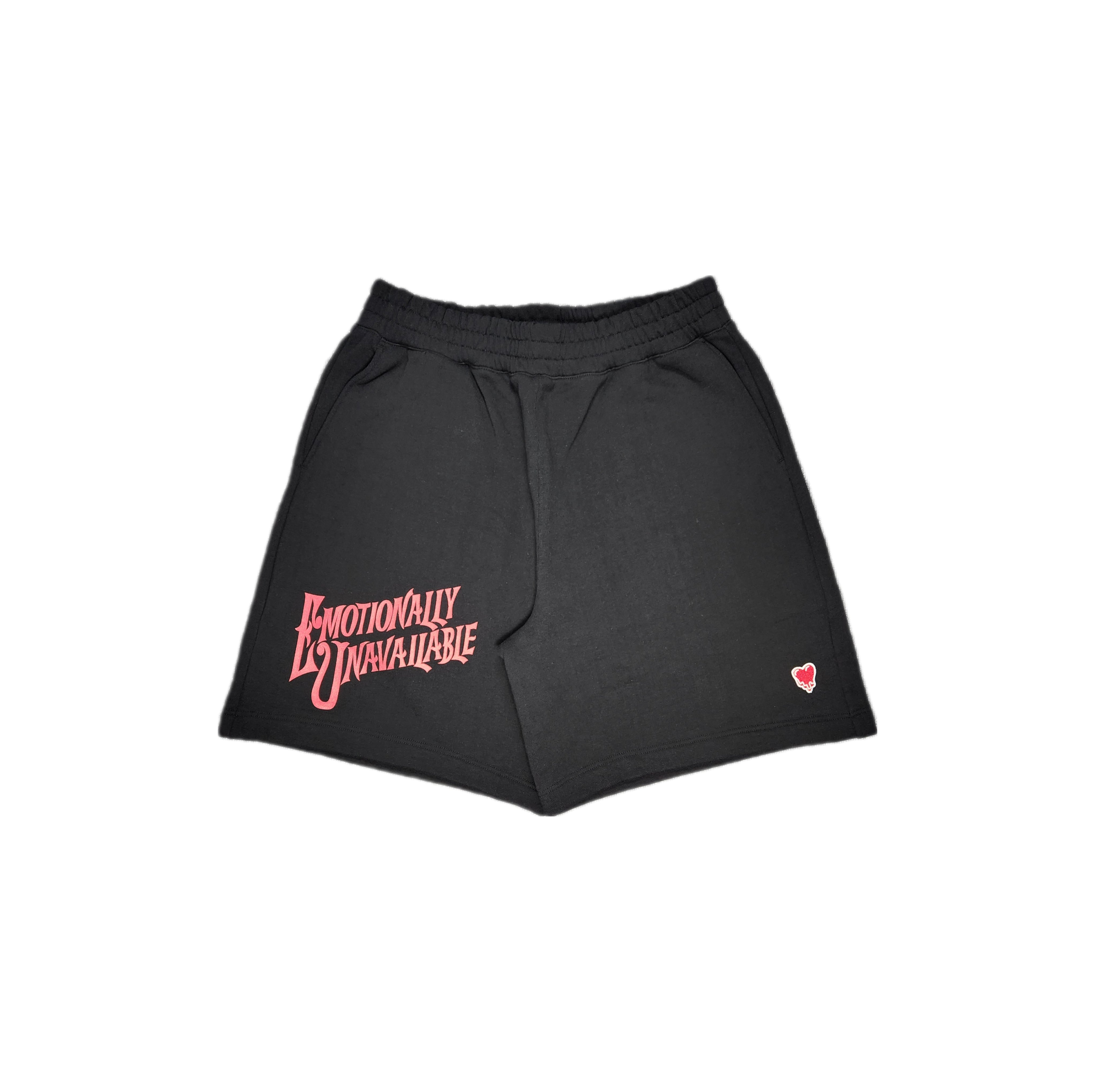 EMOTIONALLY UNAVAILABLE-SCRIPT LOGO SWEAT SHORTS-NOWALL