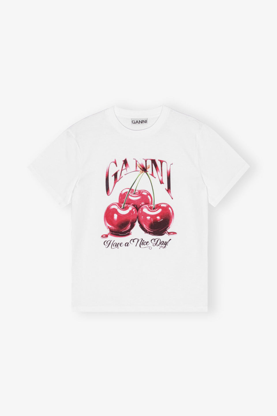 GANNI-Basic Jersey Cherry Relaxed T-shirt-NOWALL