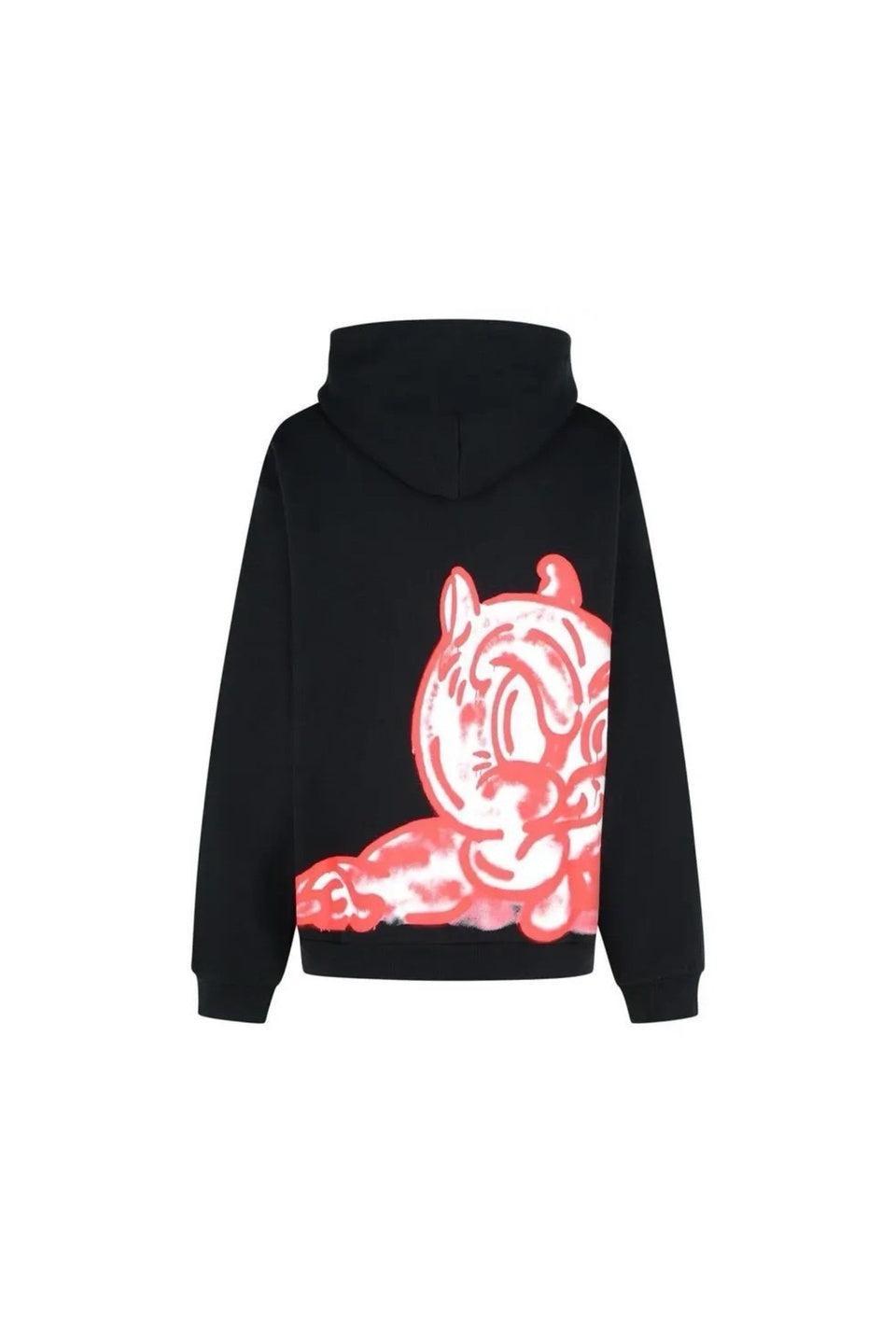 MARNI-Black Cotton Hoodie with Piggy Print-NOWALL