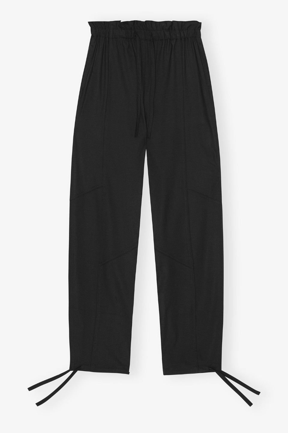 GANNI-Black Drapey Melange Elasticated Waist Trousers-NOWALL