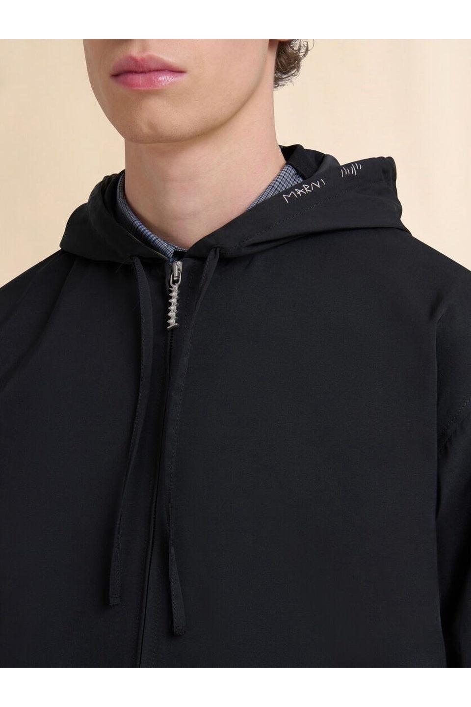 MARNI-Black Taffeta Jacket with Marni Mending-NOWALL