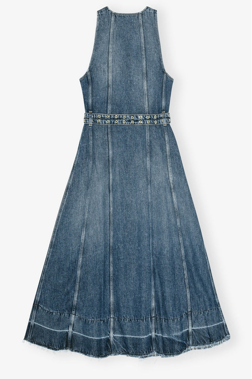 GANNI-Blue Belted Midi Dress-NOWALL