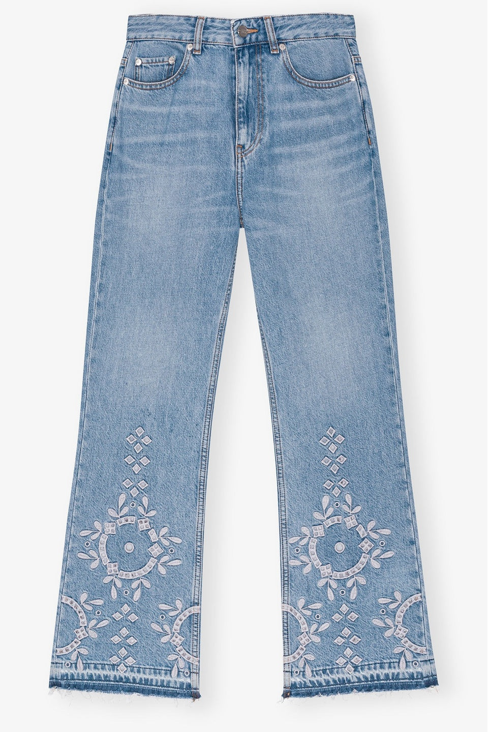GANNI-Broderie Anglaise Betzy Cropped Jeans-NOWALL