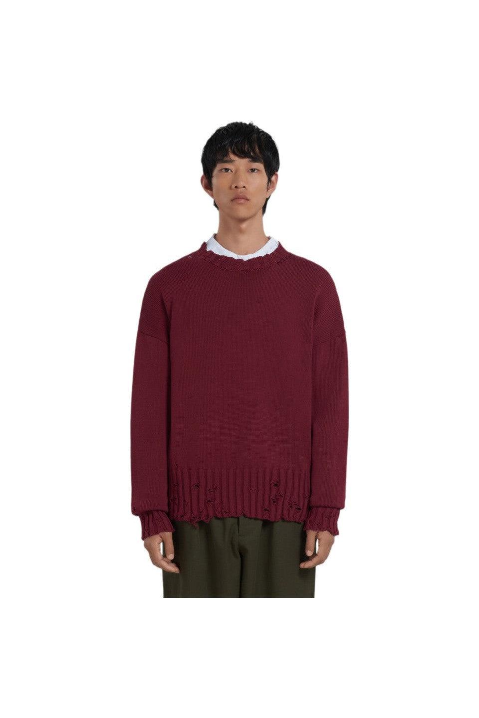 MARNI-COTTON CREW NECK KNIT SWEATER-NOWALL