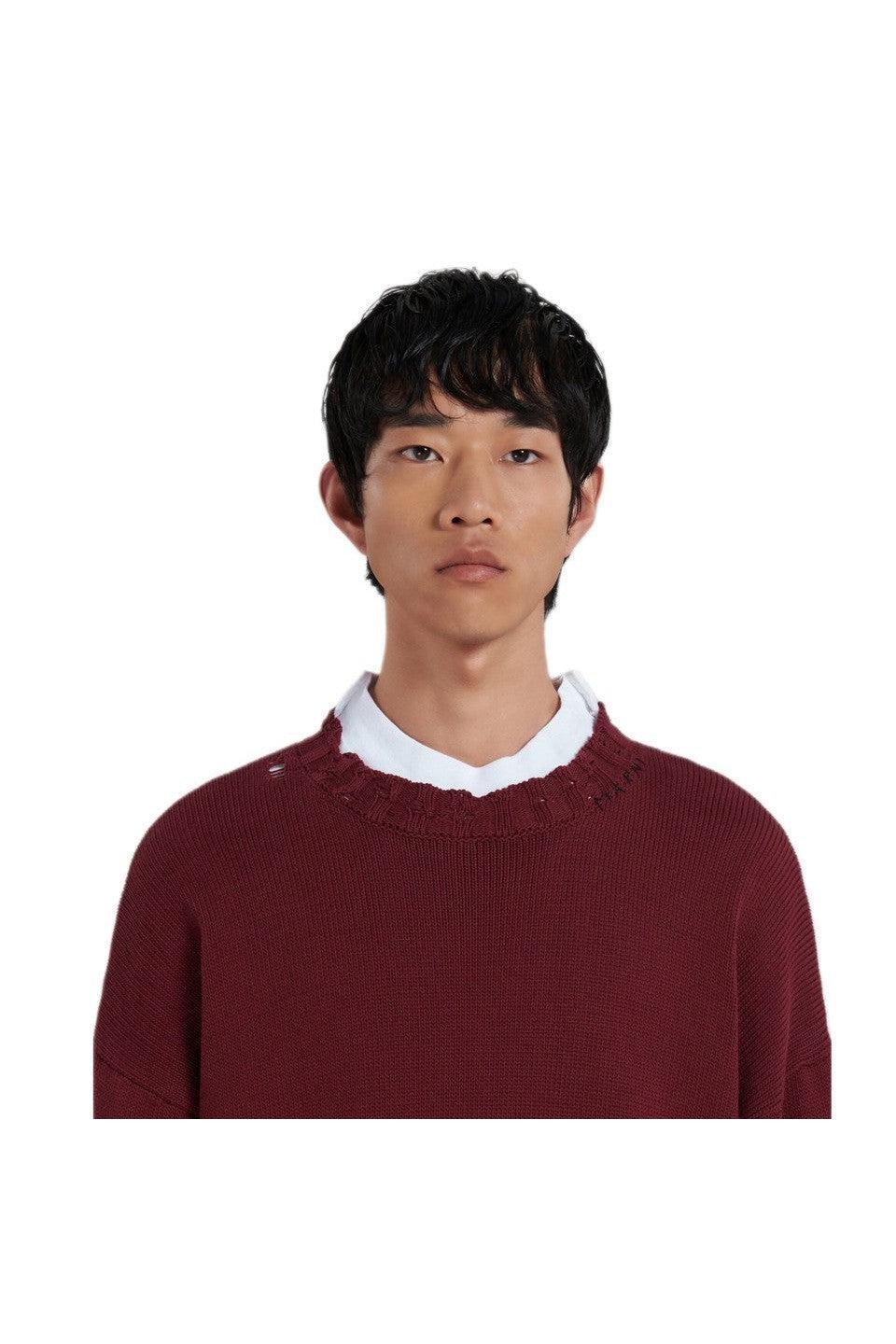 MARNI-COTTON CREW NECK KNIT SWEATER-NOWALL