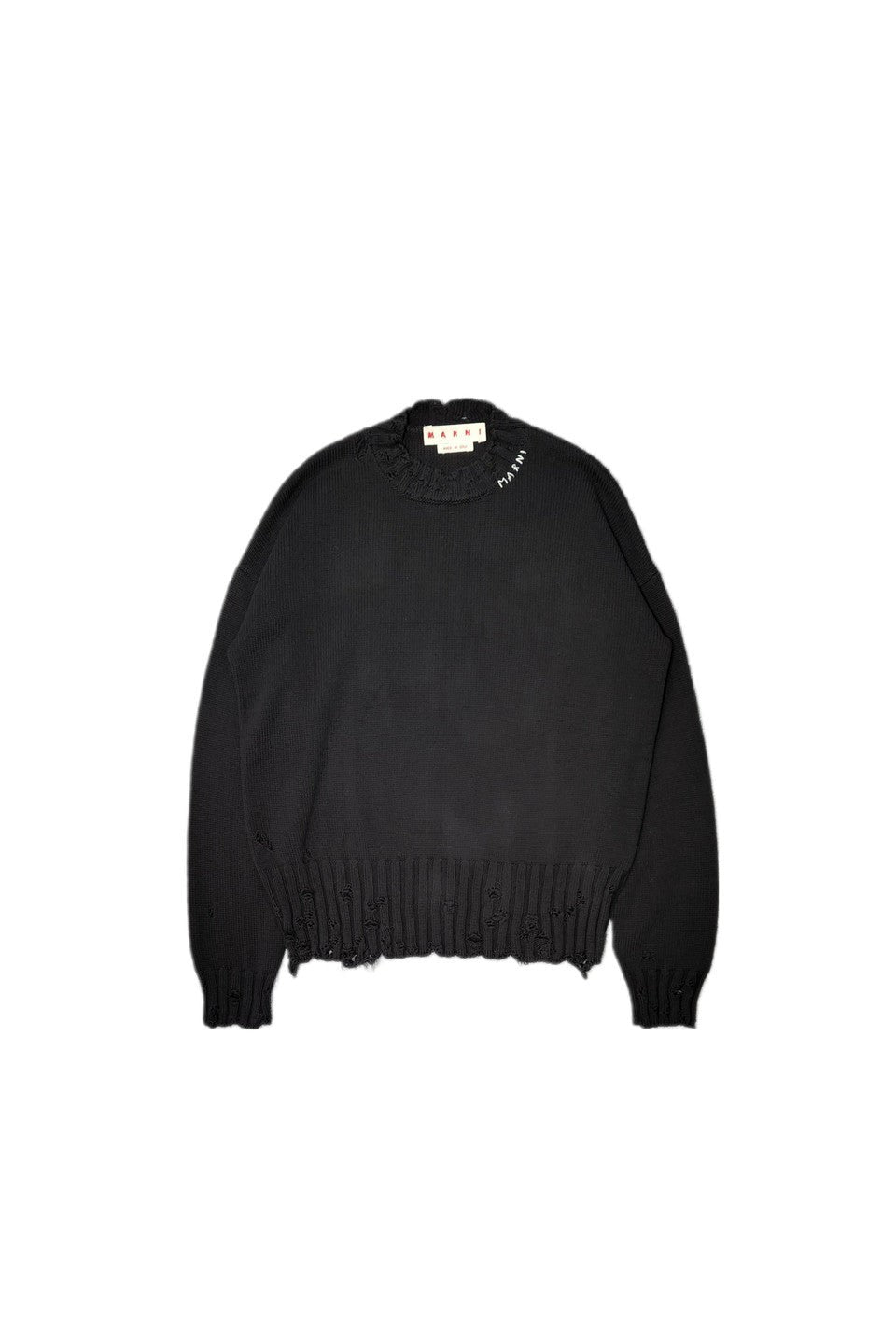 MARNI-COTTON CREW NECK KNIT SWEATER-NOWALL