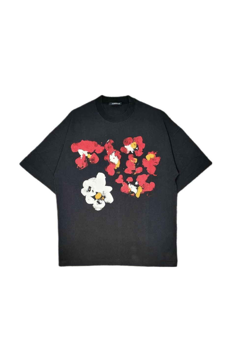 ALMOSTBLACK-CREW NECK FADE PRINT T-NOWALL