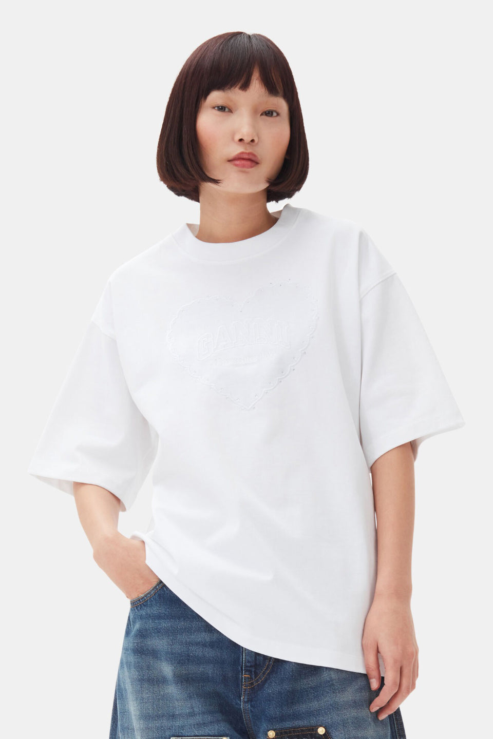 GANNI-Celestial Poster Relaxed Peach T-shirt-NOWALL