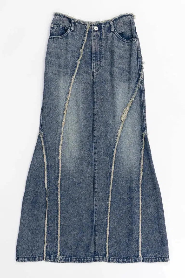 MAISON SPECIAL-Cellulose Denim Maxi Skirt-NOWALL