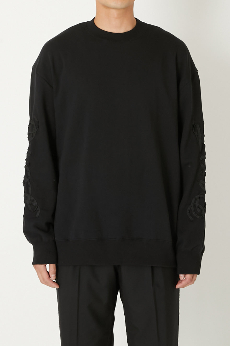 ALMOSTBLACK-Code Embroidery Crewneck Sweat-NOWALL