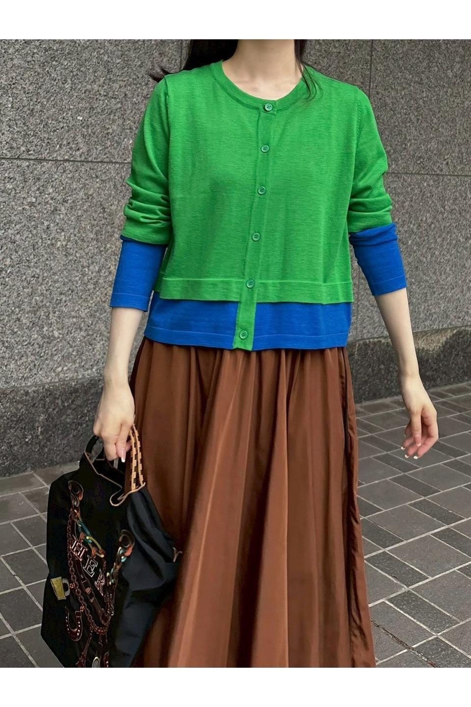 MICALLE MICALLE-Color Block Knit Cardigan-NOWALL