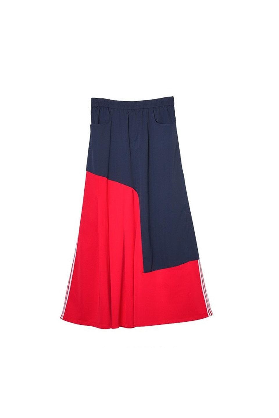MICALLE MICALLE-Color Block Long Skirt-NOWALL