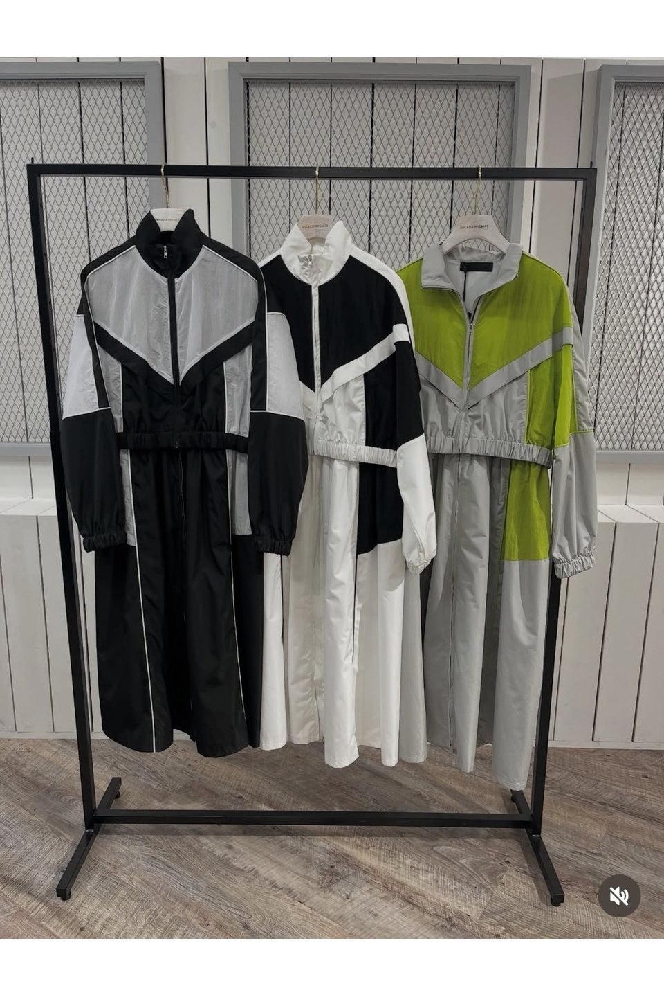 MICALLE MICALLE-Color Block Zip Dress-NOWALL