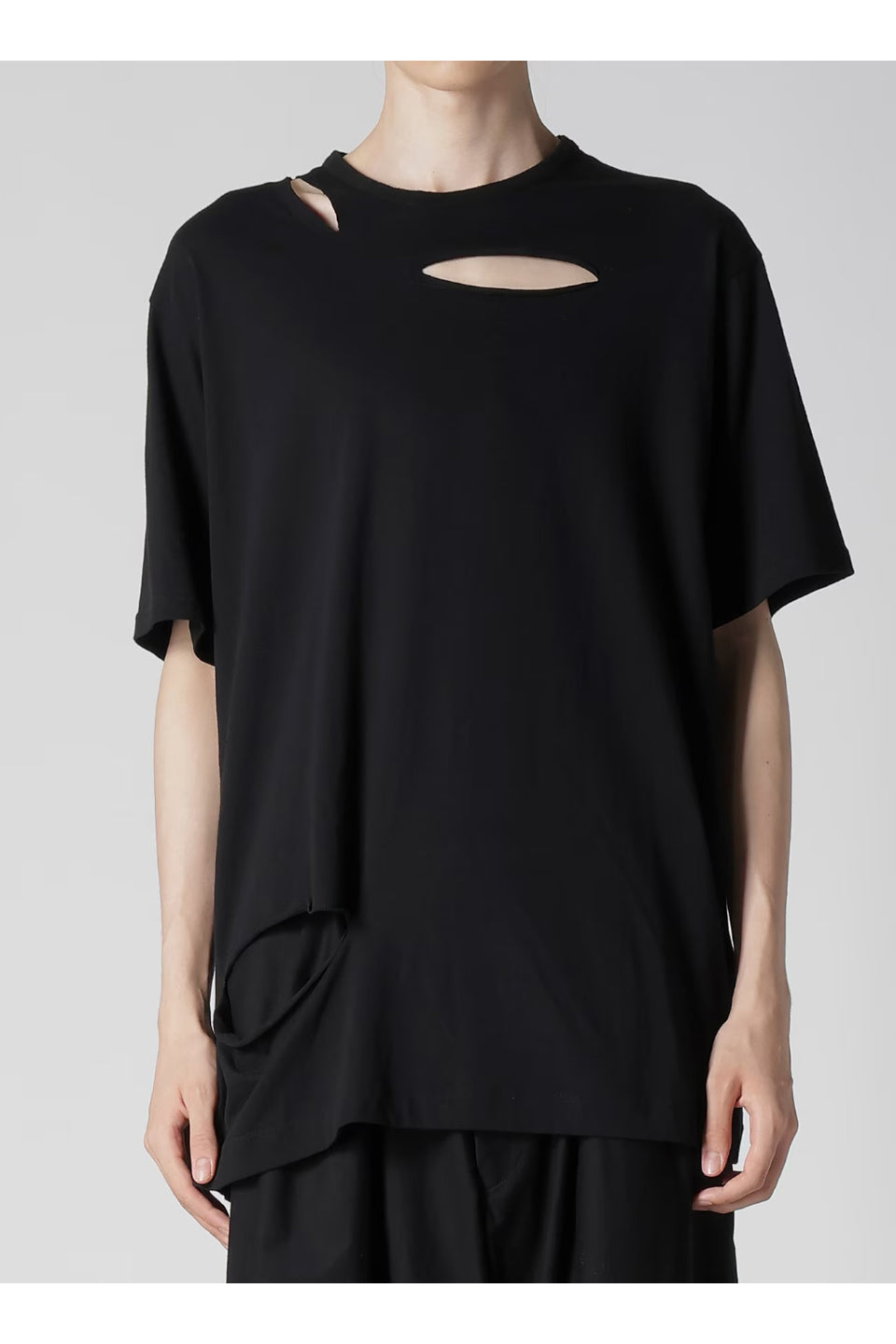 Yohji Yamamoto POUR HOMME-Combed Single Jersey Slit Detail S Sleeve T-NOWALL