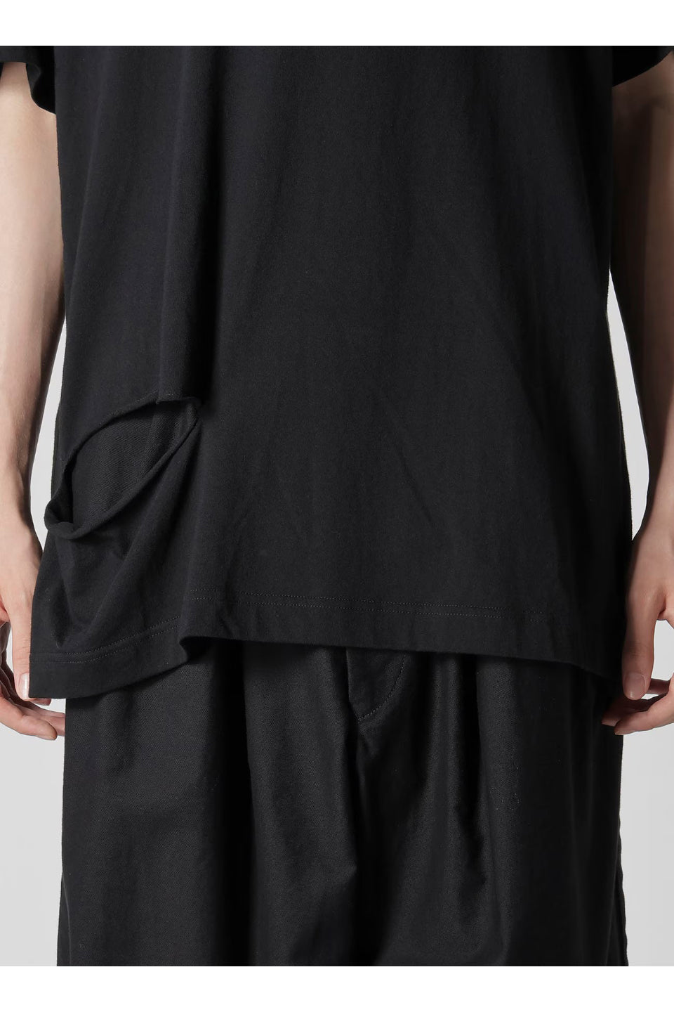 Yohji Yamamoto POUR HOMME-Combed Single Jersey Slit Detail S Sleeve T-NOWALL