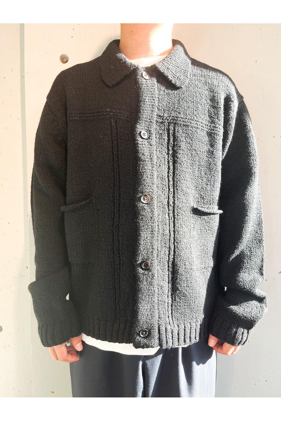 MAYKAM-Corkscrew Yarn Blouson Knit Cardigan-NOWALL