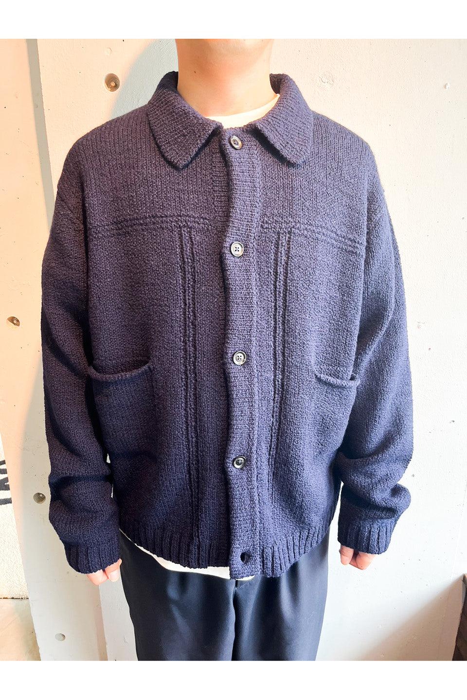 MAYKAM-Corkscrew Yarn Blouson Knit Cardigan-NOWALL