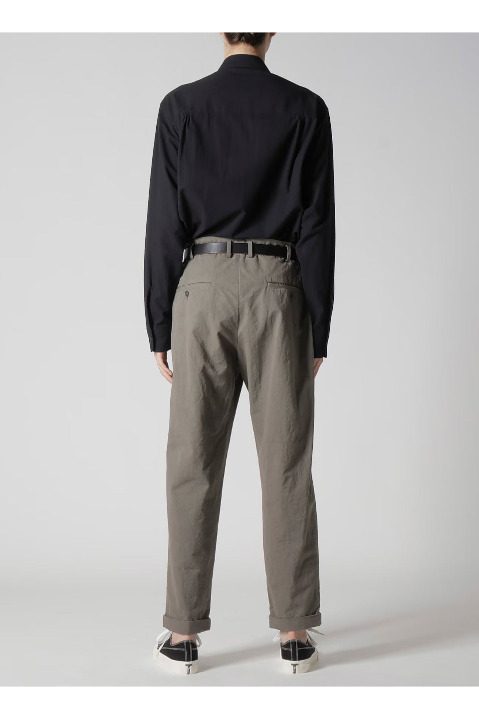 Yohji Yamamoto POUR HOMME-Cotton Poplin Pants With Waist Gathered-NOWALL