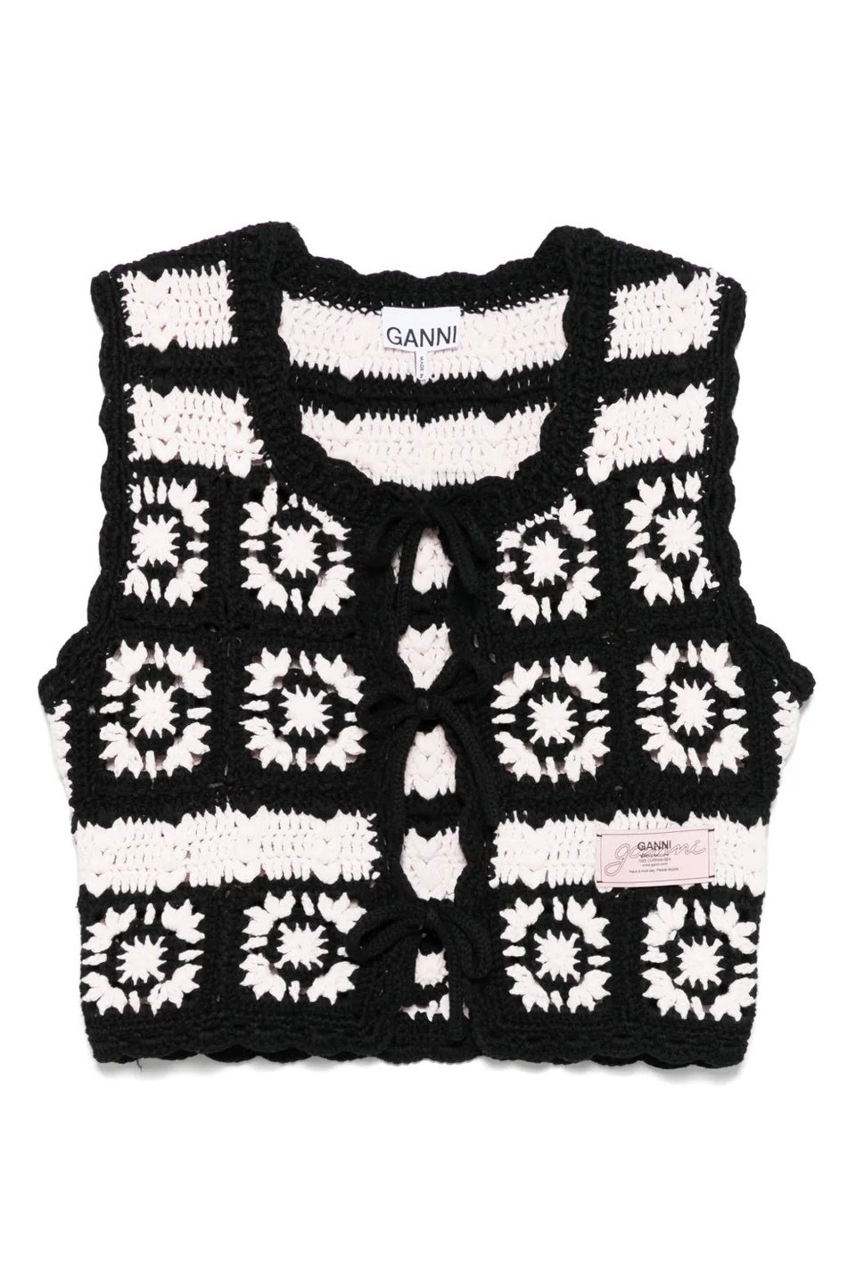 GANNI-Crocheted Organic Cotton Cardigan-NOWALL