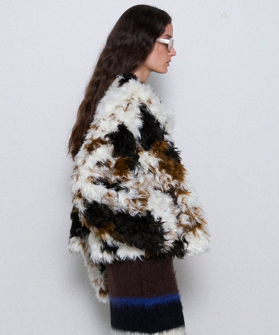 MAISON SPECIAL-Curl Faux Fur Coat-NOWALL