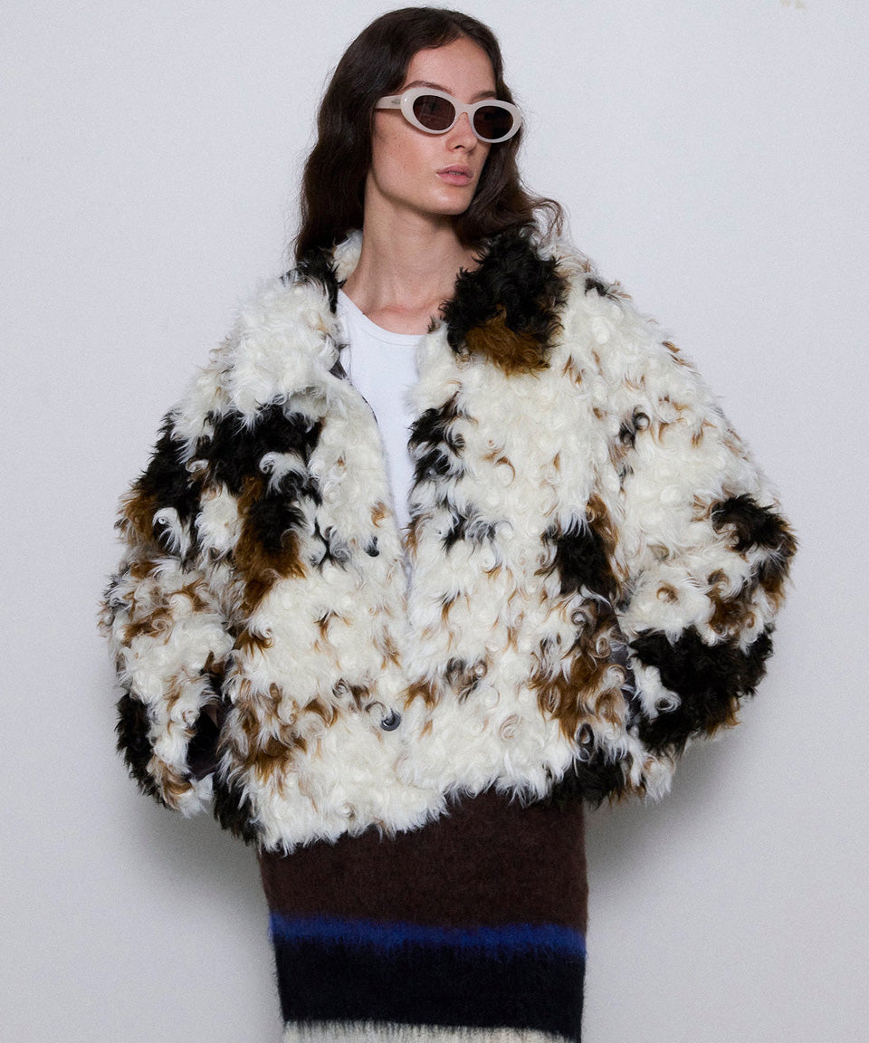 MAISON SPECIAL-Curl Faux Fur Coat-NOWALL