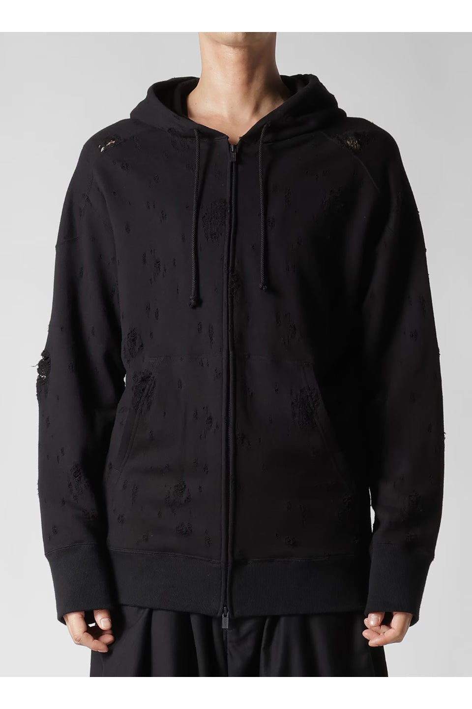 Yohji Yamamoto POUR HOMME-Damaged Linning Yoke hoodie-NOWALL