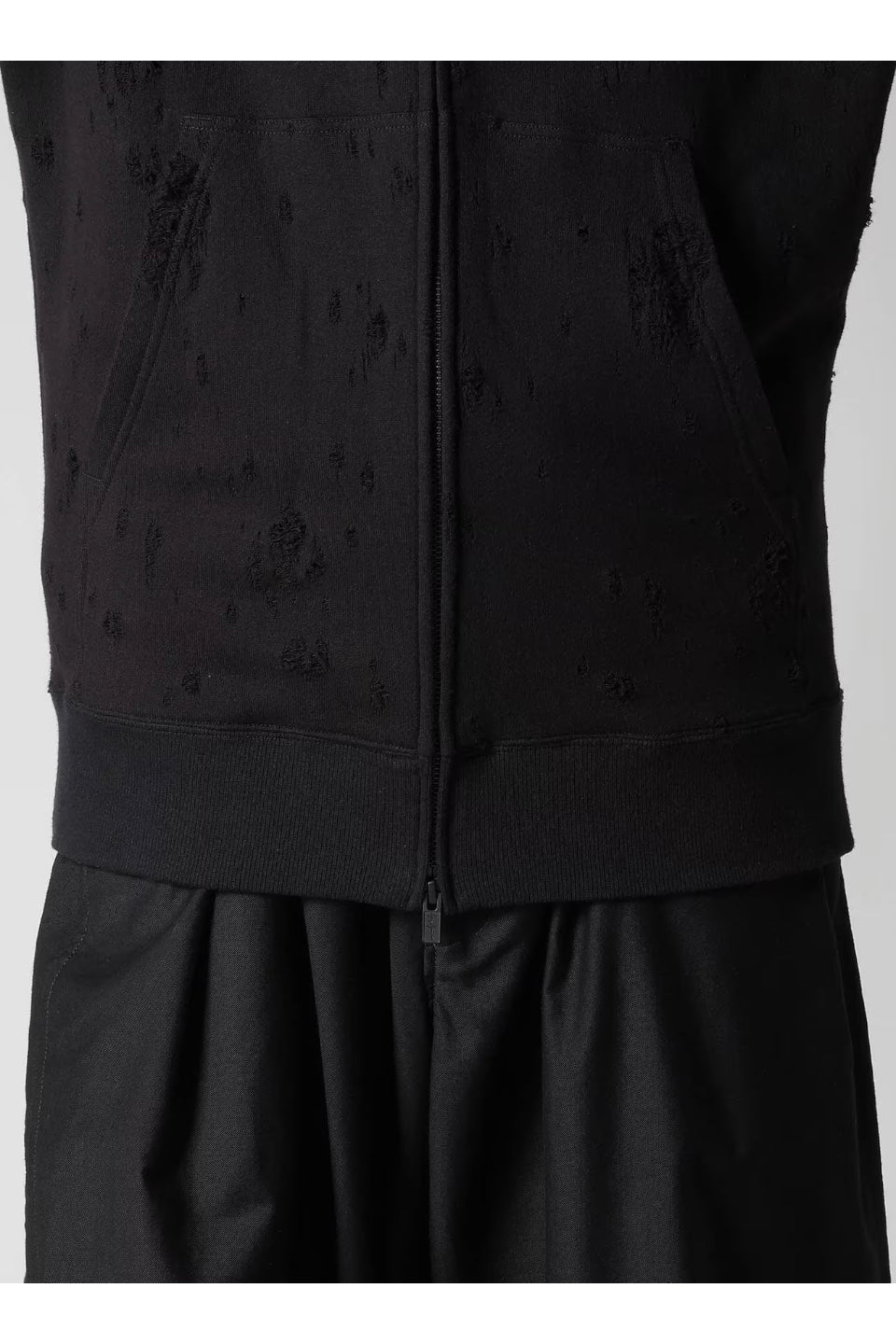 Yohji Yamamoto POUR HOMME-Damaged Linning Yoke hoodie-NOWALL