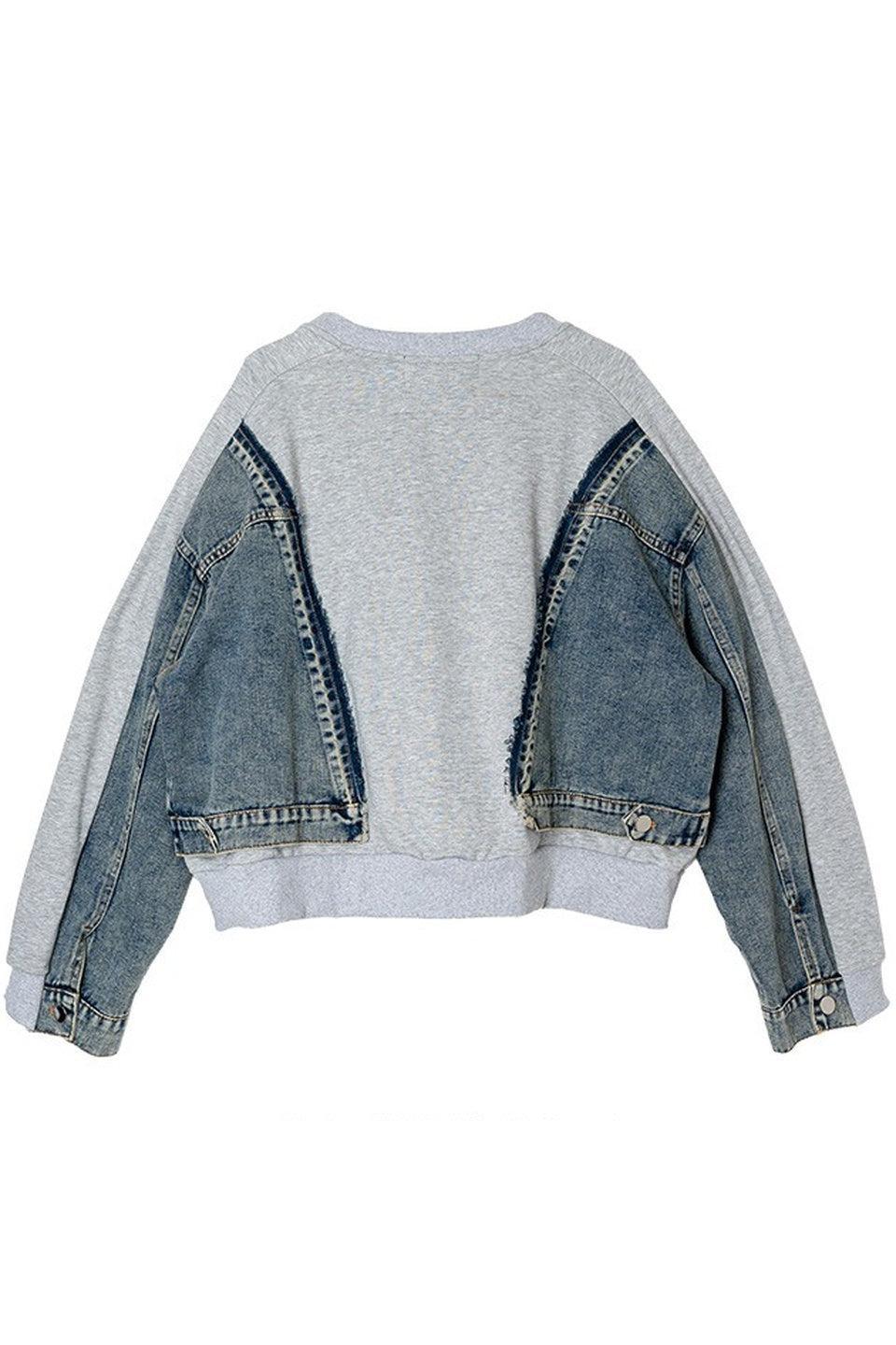 MICALLE MICALLE-Denim Docking Sweat Pullover-NOWALL