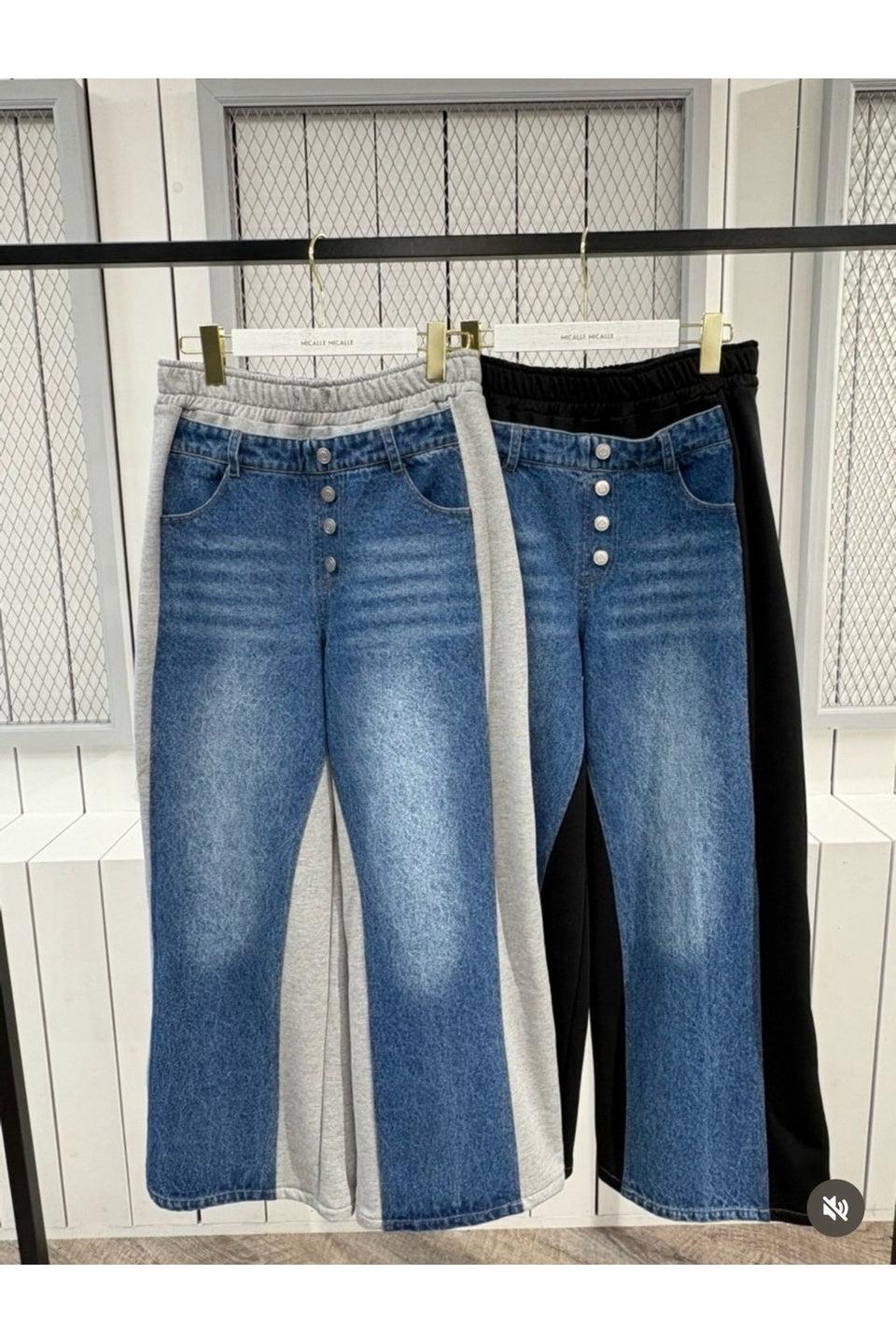 MICALLE MICALLE-Denim Docking Wide Pants-NOWALL