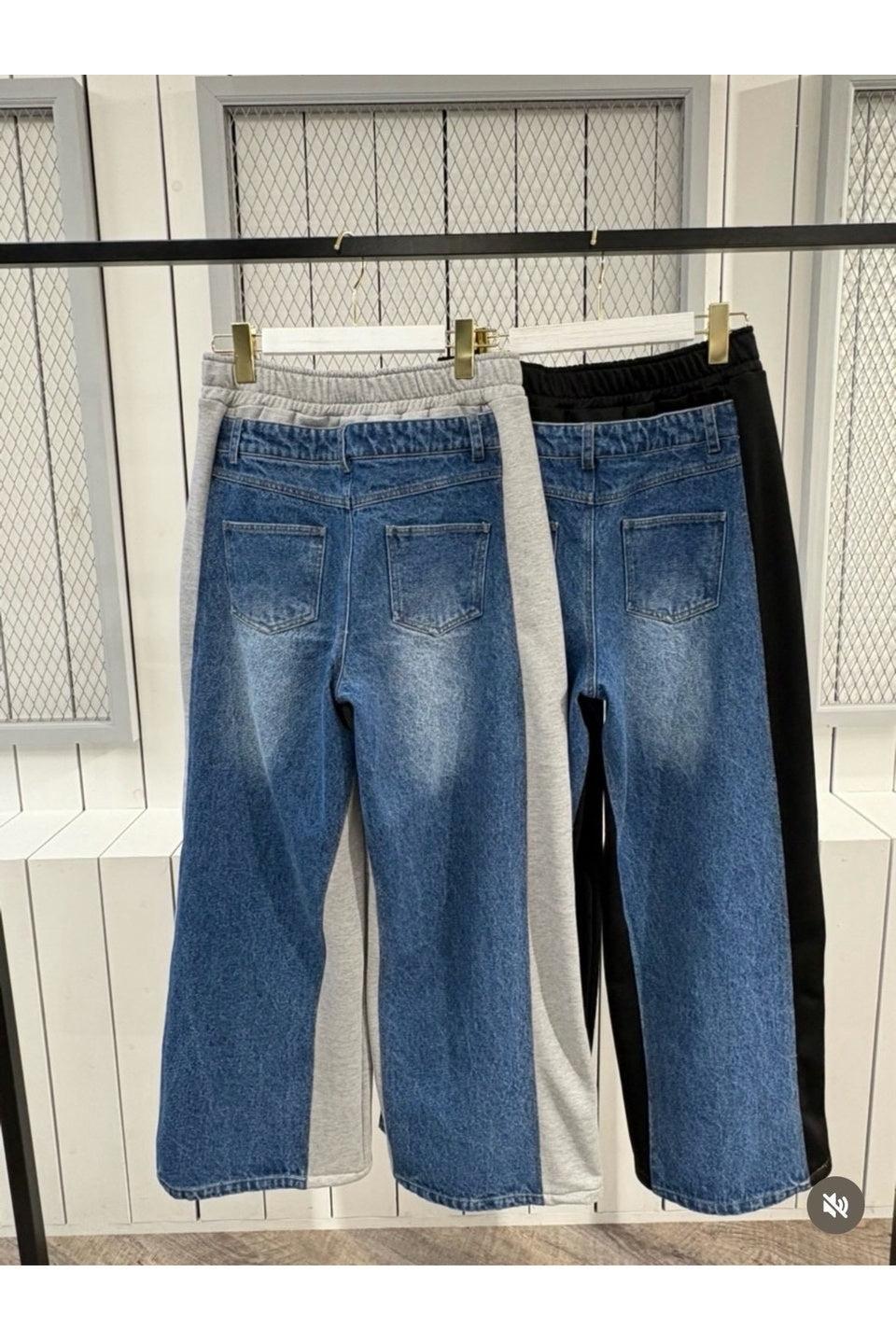 MICALLE MICALLE-Denim Docking Wide Pants-NOWALL