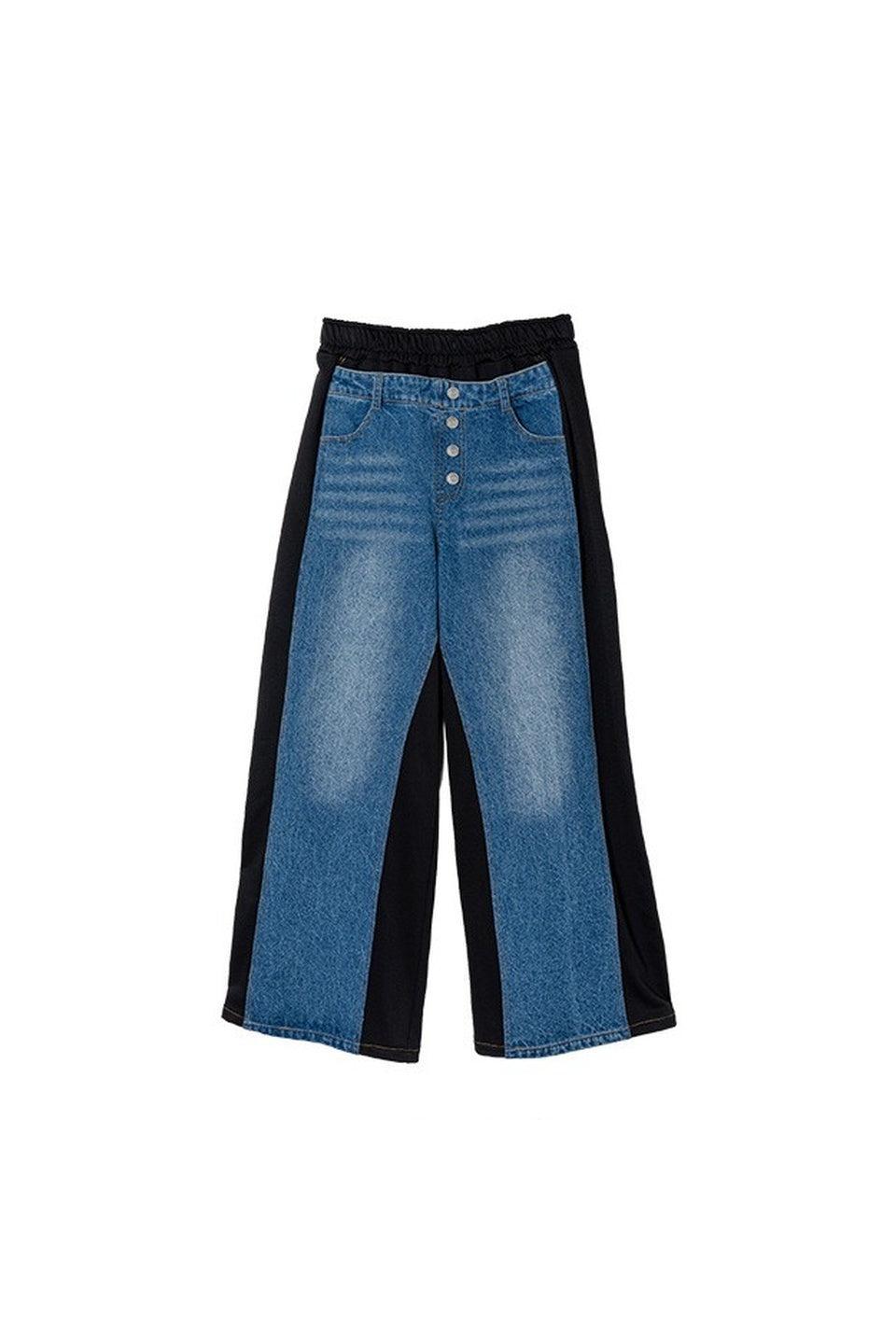 MICALLE MICALLE-Denim Docking Wide Pants-NOWALL