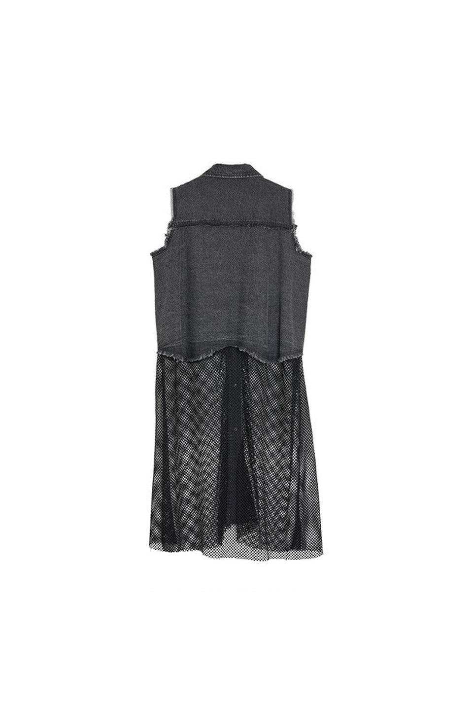 MICALLE MICALLE-Denim Mesh Docking Dress-NOWALL