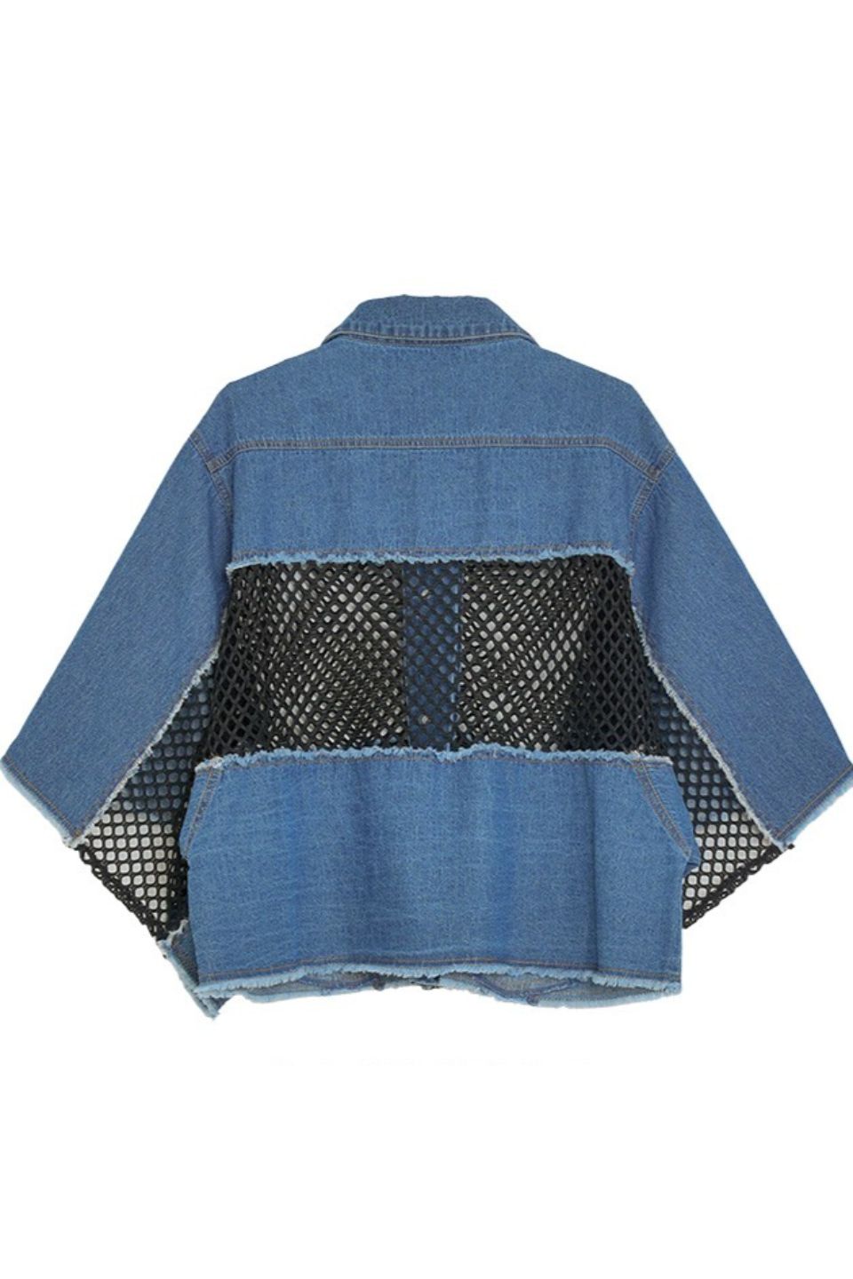 MICALLE MICALLE-Denim Shirt with Mesh Material Docking-NOWALL