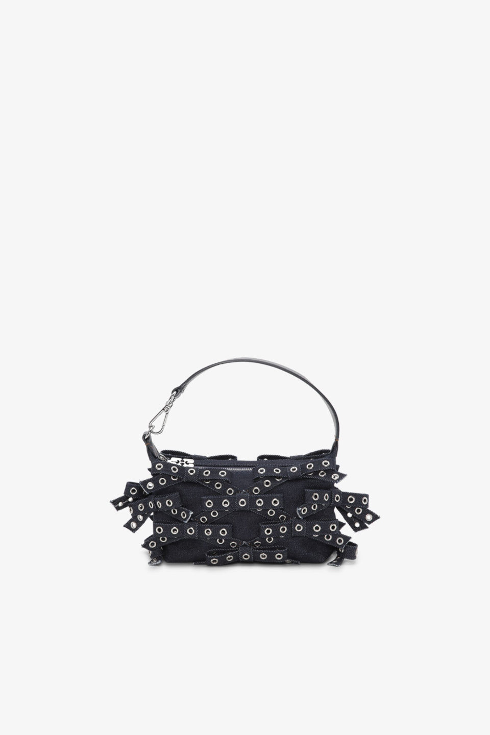 GANNI-Denim Small Bow Eyelet Butterfly Pouch Bag-NOWALL