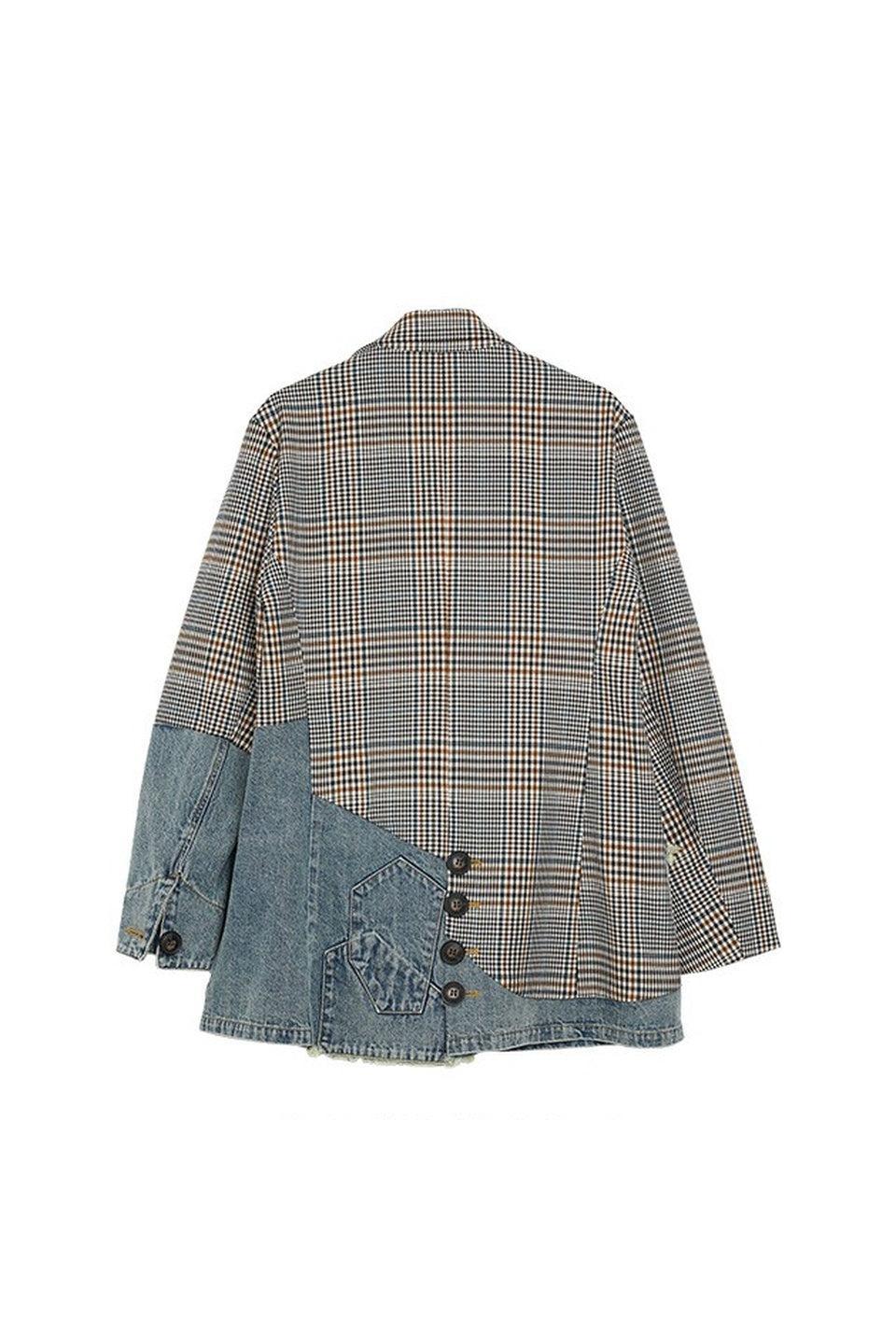 MICALLE MICALLE-Docking Check Denim Jacket-NOWALL