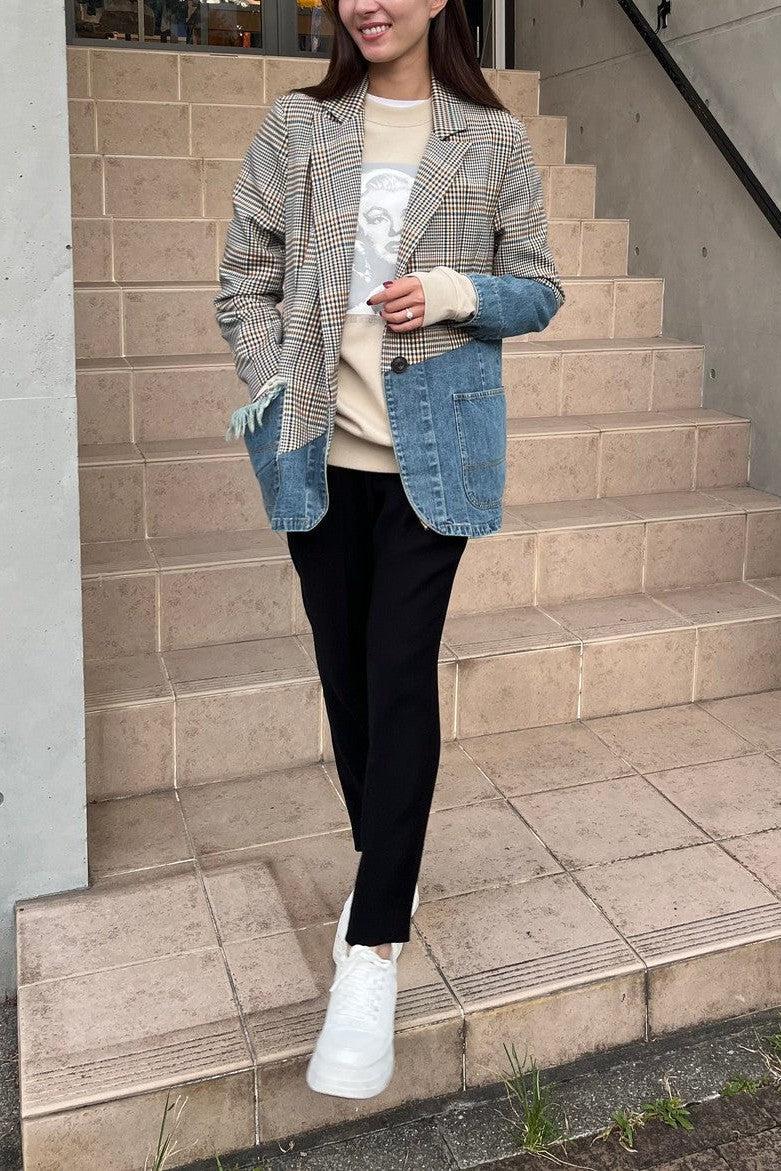 MICALLE MICALLE-Docking Check Denim Jacket-NOWALL