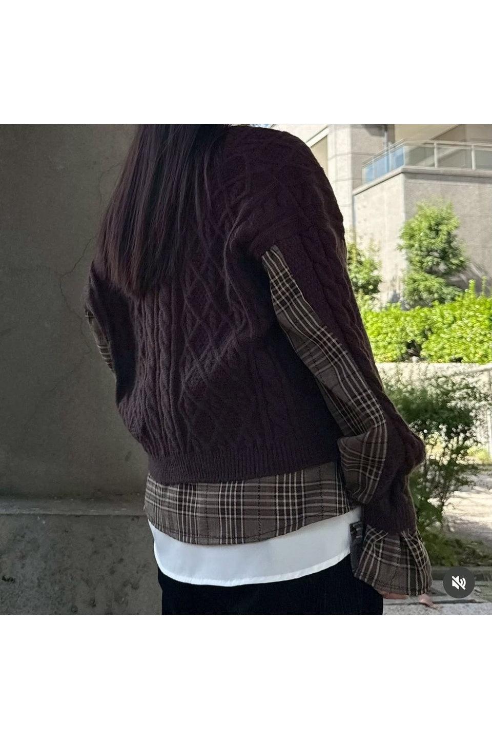 MICALLE MICALLE-Docking Knit Shirt Top-NOWALL