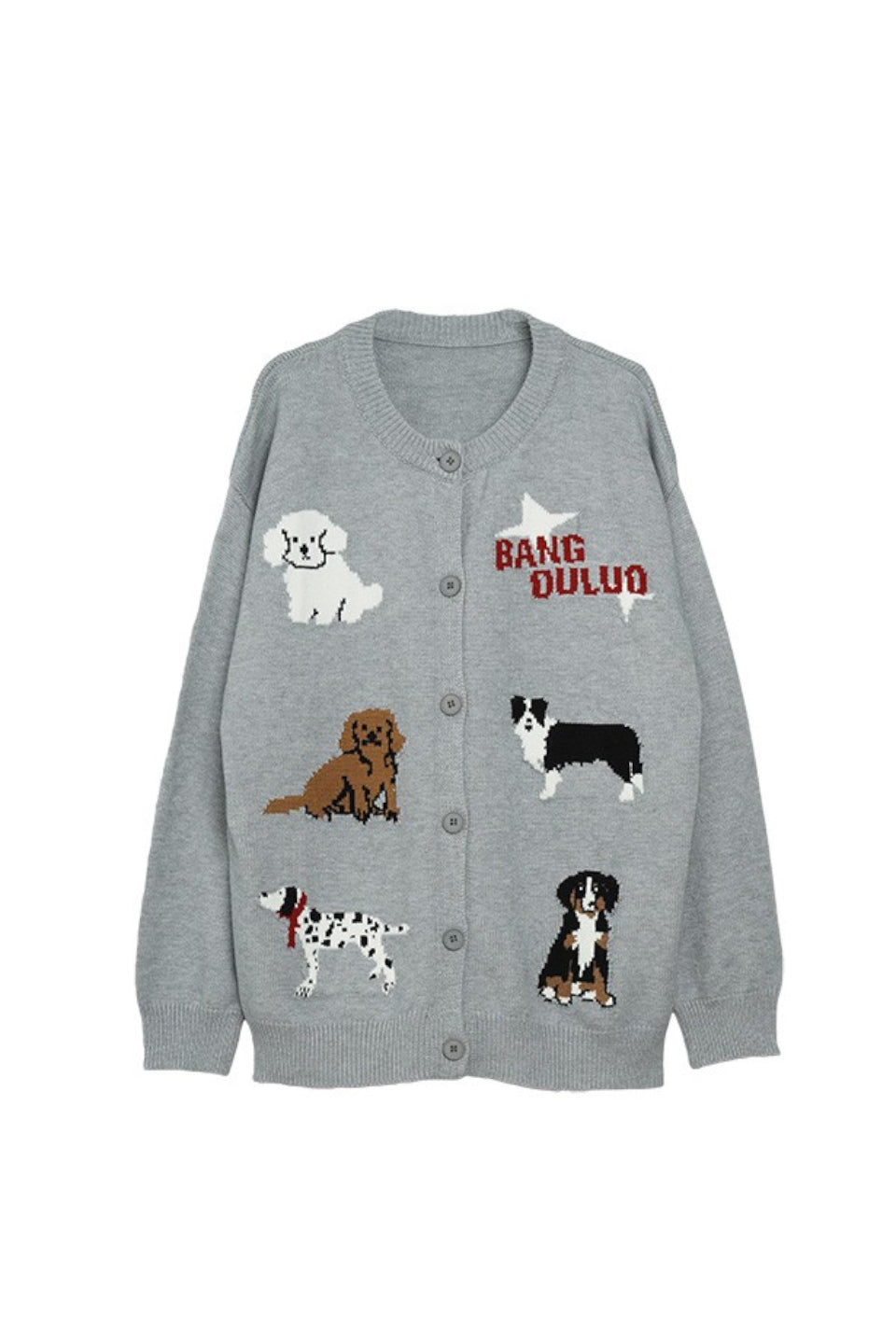 MICALLE MICALLE-Dog Motif Knit Cardigan-NOWALL