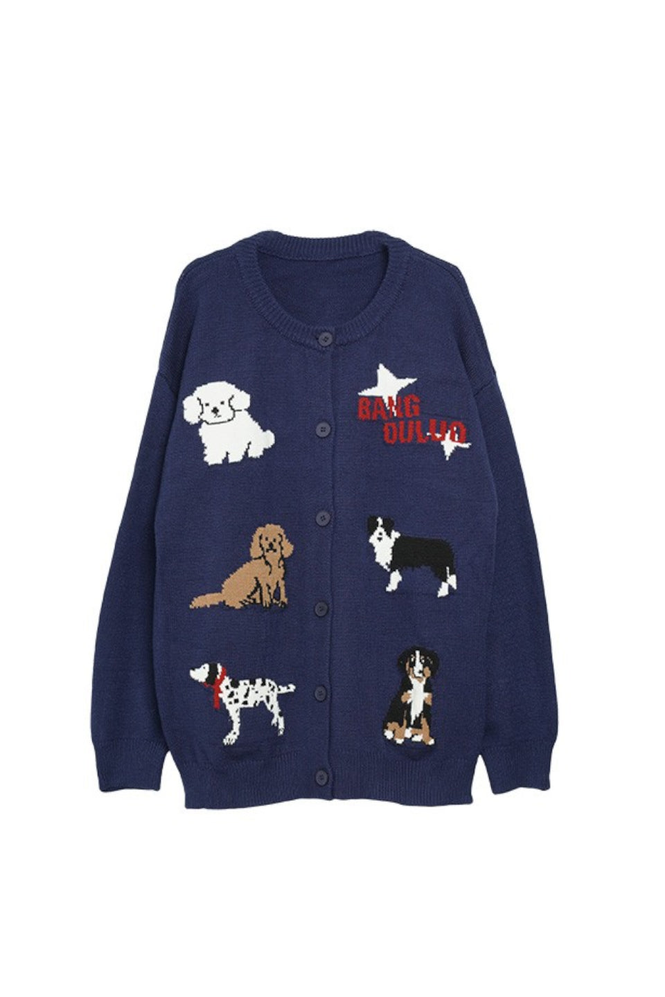 MICALLE MICALLE-Dog Motif Knit Cardigan-NOWALL