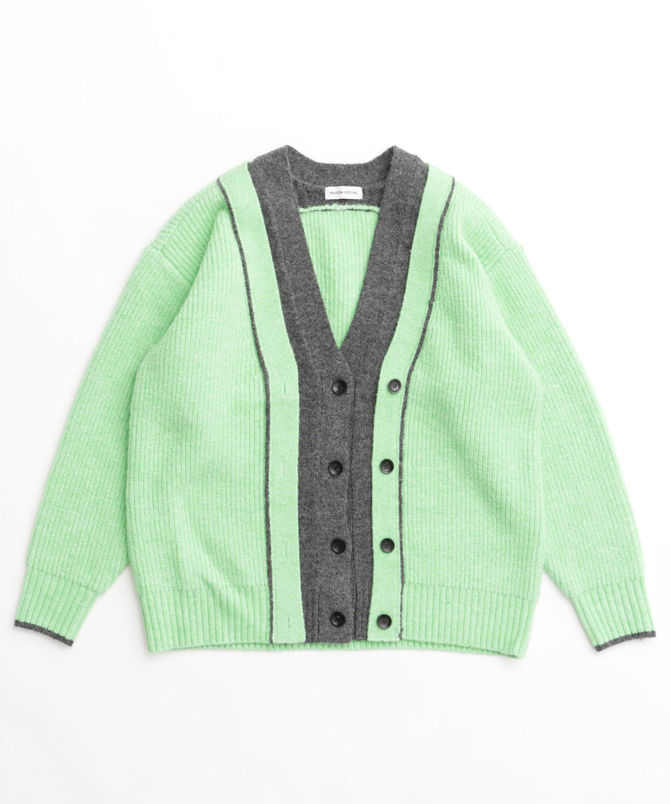 MAISON SPECIAL-Double Color Layered Knit Cardigan-NOWALL