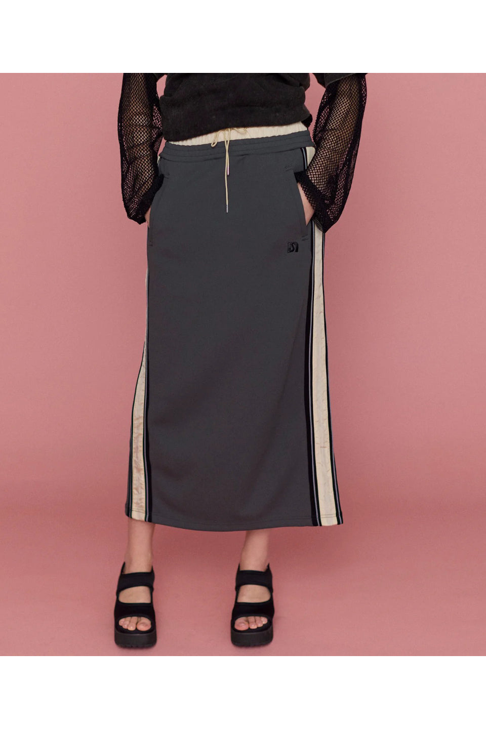 MAISON SPECIAL-Double Waist Side Line Jersey Skirt-NOWALL