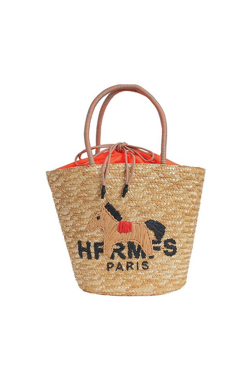 MICALLE MICALLE-Embroidered Straw Tote Bag [Big]-NOWALL